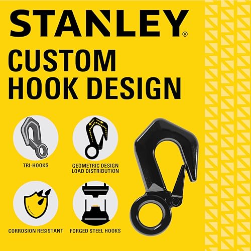 Correa de remolque STANLEY con triple gancho resistente de 9000 libras contra tirones 3