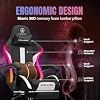 GTPLAYER RGB Gaming Chair with Footrest, LED Lights, Ergonomic Computer Chair with Linkage Armrest, Breathable Fabric for Home Office Desk - Video Game Chairs for Adults