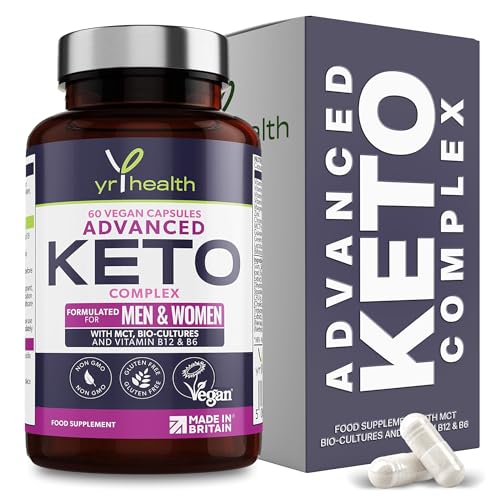 Keto Pills Max Strength Advanced Complex for Men & Women - MCT Oil, Green Tea, Bio-Cultures, Vitamins & Minerals, Carbohydrates & Fatty Acids Metabolism - 60 Vegan Capsules - Made in The UK