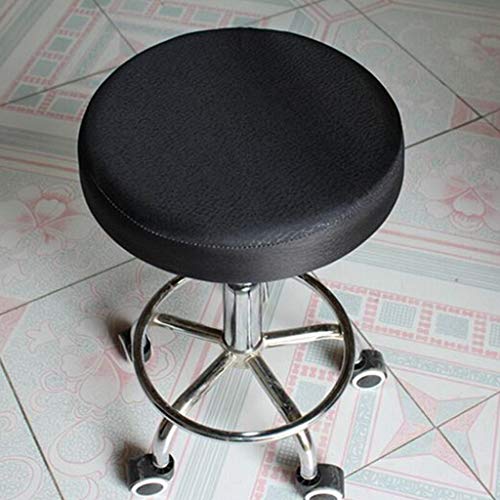 Miniatura 3 de Easnea 5 Piezas De Cuero Artificial Taburete De Bar Cubierta Redonda Asiento De Silla, Color Negro, 35 X 10 Cm