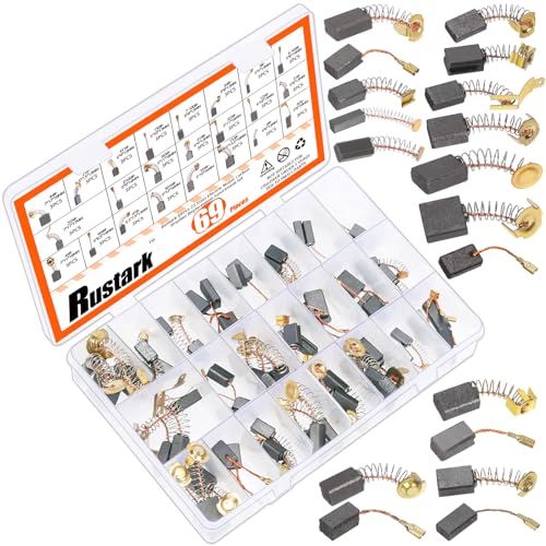 Rustark 69Pcs 23 Different Sizes Electric Motor Carbon Brushes Set Brush Repairing Part Graphite...