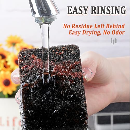 Image of Taeku Natural Kitchen Sponge, 6 Pack Heavy Duty Scrub Cellulose Sponge Premium Multifunction Eco Friendly Cleaning Sponges for Dishes (Black)