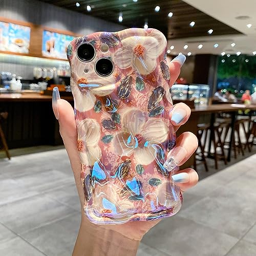 Coque fleurs 3D iPhone 13 Pro Max étui transparent silicone souple finition laser haute qualité