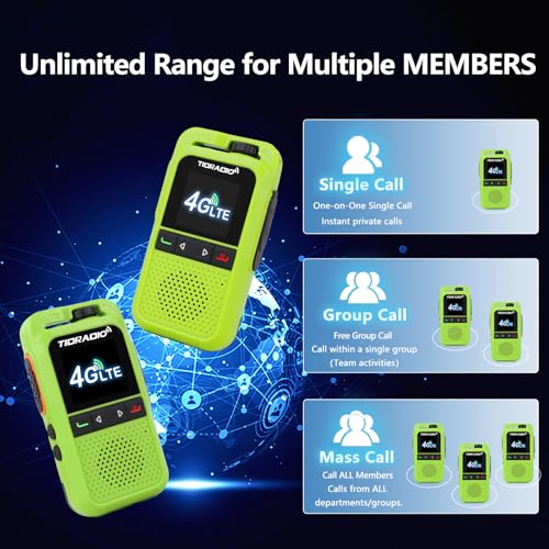 Image of TIDRADIO TD-G100 Rapid Unlimited Range 4G LTE PoC Walkie Talkies Long Range with SIM Cards, Nationwide 5000 Miles Two Way Radios, Global PTT for Family, Logistics,Construction site,Green-2 Pack