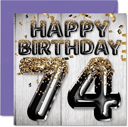 16th Birthday Card for Boys - Black & Gold Glitter Balloons - Happy Birthday Cards for 16 Year Old Boy Son Brother Grandson Cousin, 145mm x 145mm Sixteen Sixteenth Bday Greeting Cards Gift