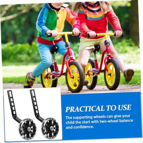 Ruedas de entrenamiento Cabilock ajustables color negro para bicicleta, 2 pares de ruedas auxiliares silenciosas con luz de balance miniatura 3
