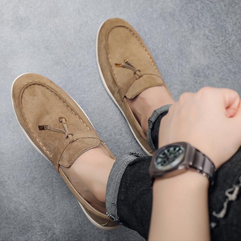 Men's Leather Loafers Slip-On Moccasins Suede Dress Shoes, Lightweight and Breathable Stylish Mens Loafers3
