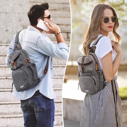 Bolso de pecho para viajar con estilo retro: comodidad en lona negra de 32.5 cm para el día a día. 2