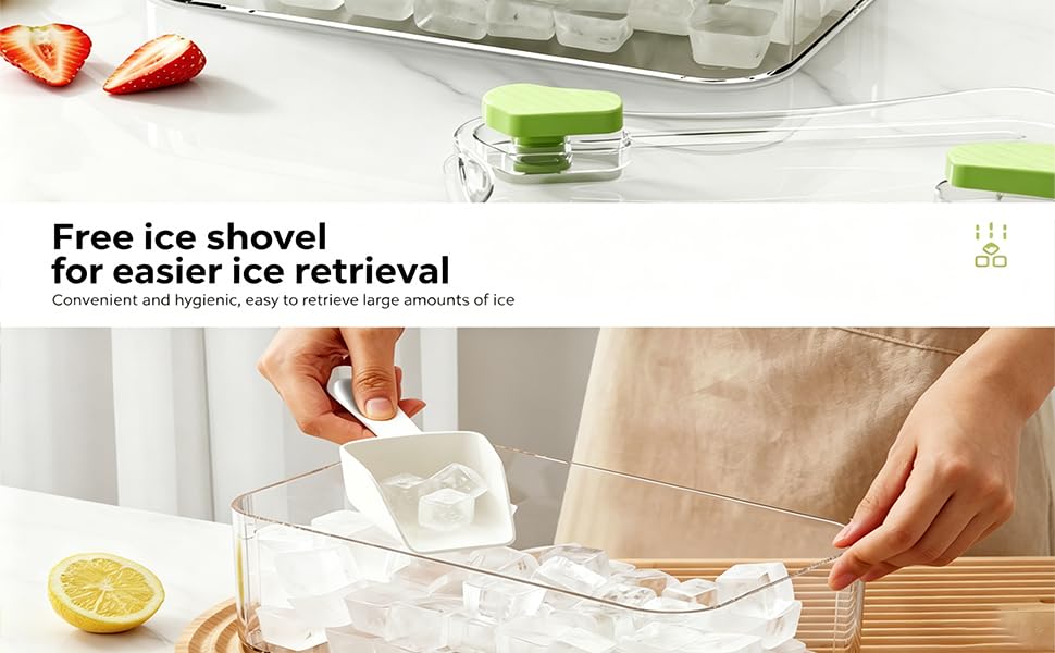 Dual Pressure Ice Cube Tray with Storage Bin and Scoop 3 layers 84Pcs Ices Mold Food - image 5