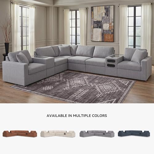 Image of Signature Design by Ashley Modular Sectional with Speakers, Granite