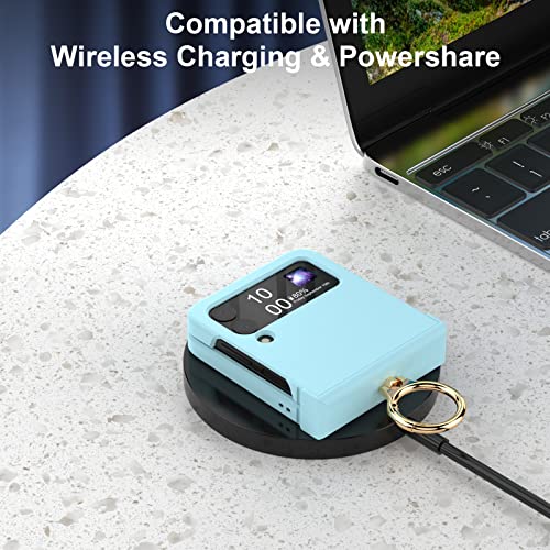 Compatible With Galaxy Z Flip 4 Case With Hinge Protection & Ring Kickstand,Slim And Thin Protective Case Cover For Samsung Z Flip 4 5G (Blue) #TOP5