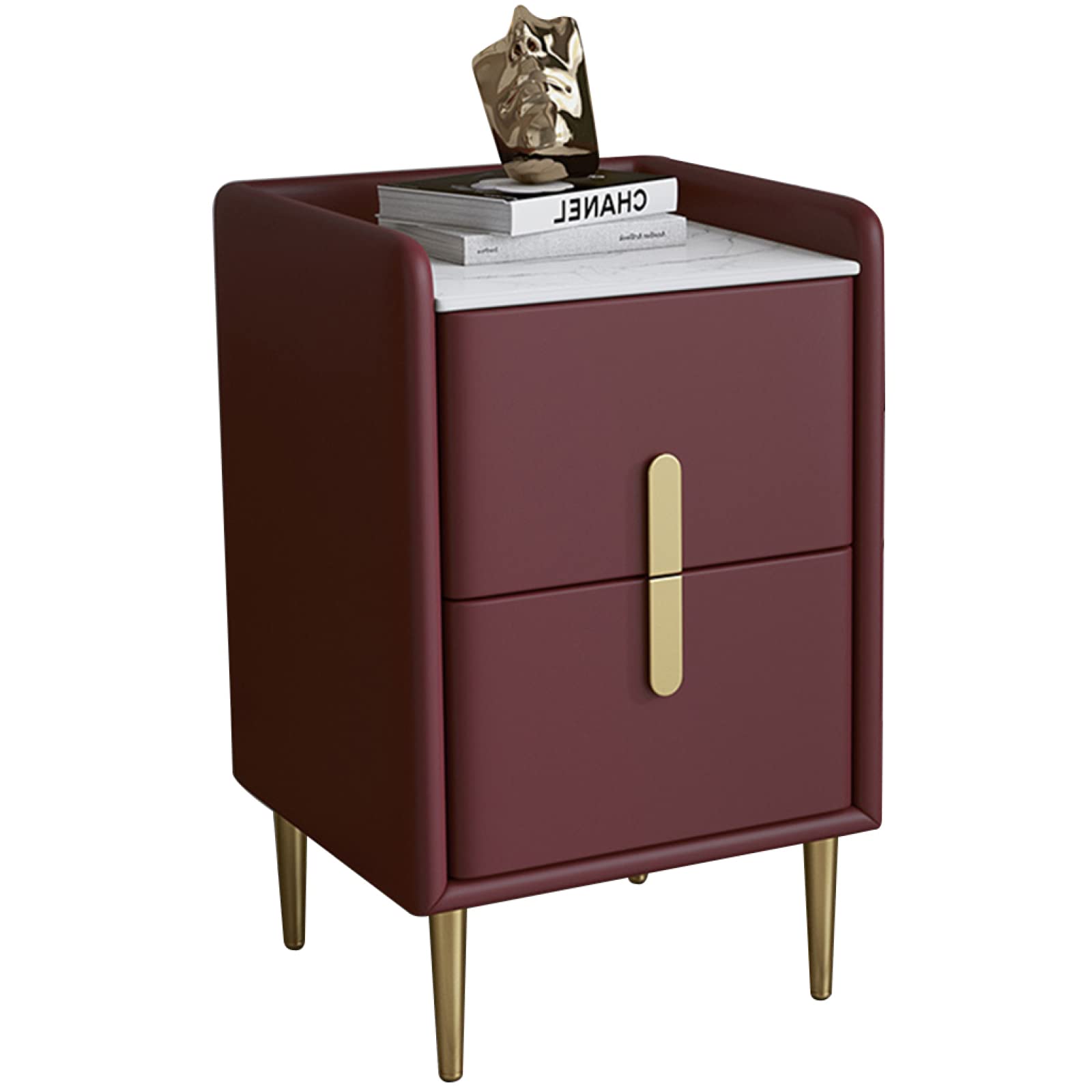 Table de chevet pour chambre à coucher moderne en bois rouge au design Slis