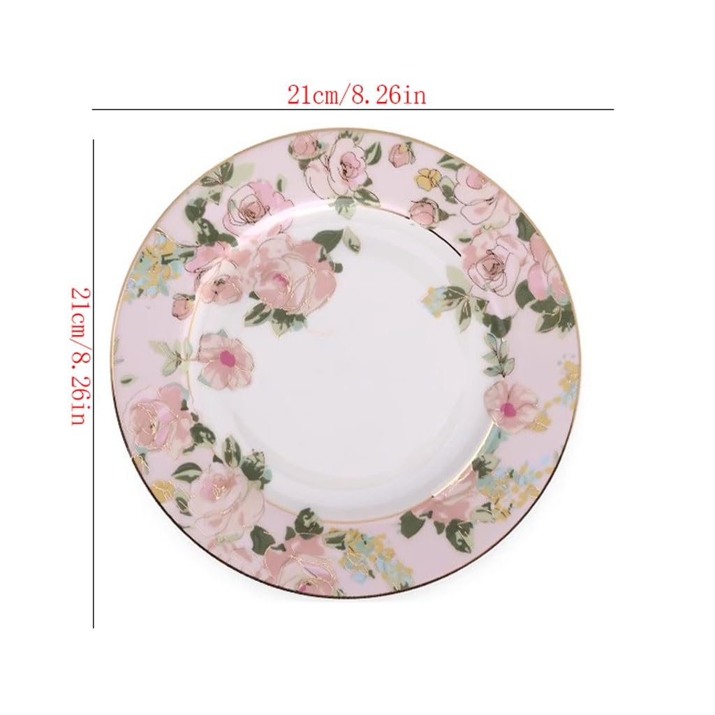 SLEEVE Piatti Cena Piatto Piano In Ceramica Con Bordo Dorato In Stile Pastorale, Piatto Piano Da Tavola In Porcellana Bone China Piatto da Portata