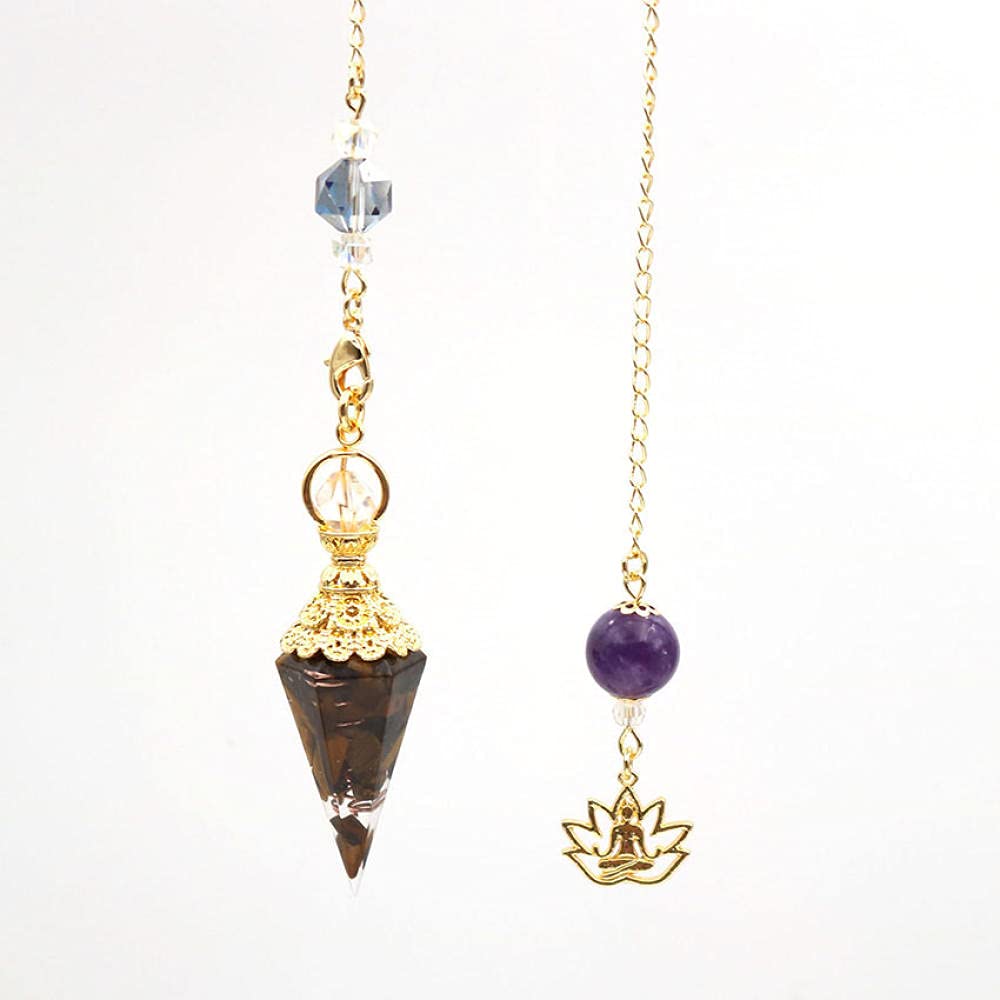 Forma de cono hexagonal Péndulo Piedras naturales Piedras de resina Pyramid Reiki Curación Dowsing Pendant Buddha Meditación Péndulo-Aguamarina_PORCELANA