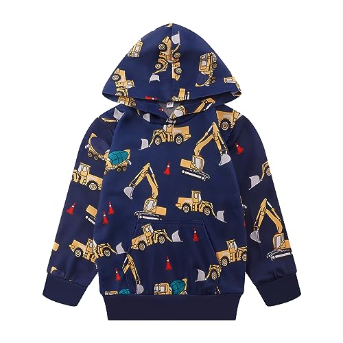 Akyzic Baby Boys Dinosaurs Hoodie Boys Shark Pullover with Pocket Kids Truck Warm Sweatshirt Sweater