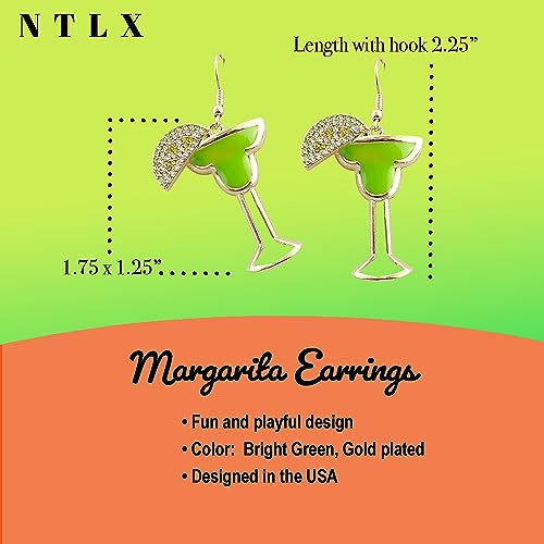 Beverage Drink Drop Dangle Earrings for Women – Martini, Margarita, Beer, Champagne, Wine Glass Bottle – Happy Hour Fashion – Cute - Fun – Beautiful Genuine Crystals – Gold Plated – with Gift Box Included2