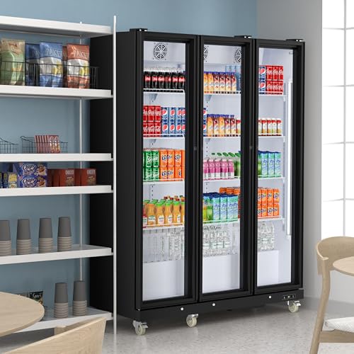 Image of KoolMore 71 in. Commercial 3 Fully Glass Door Merchandiser Refrigerator, 46 Cu. Ft. ETL Listed in Black (KM-MDR-3FGD)