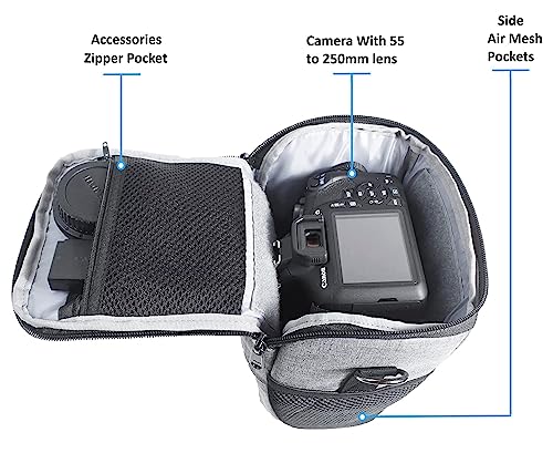 Image of Polyester D2 DSLR Camera Bag, Camera Case with Adjustable Shoulder Strap, Compatible for Nikon, Canon, Sony Cameras - Waterproof - Anti Shock (Grey)