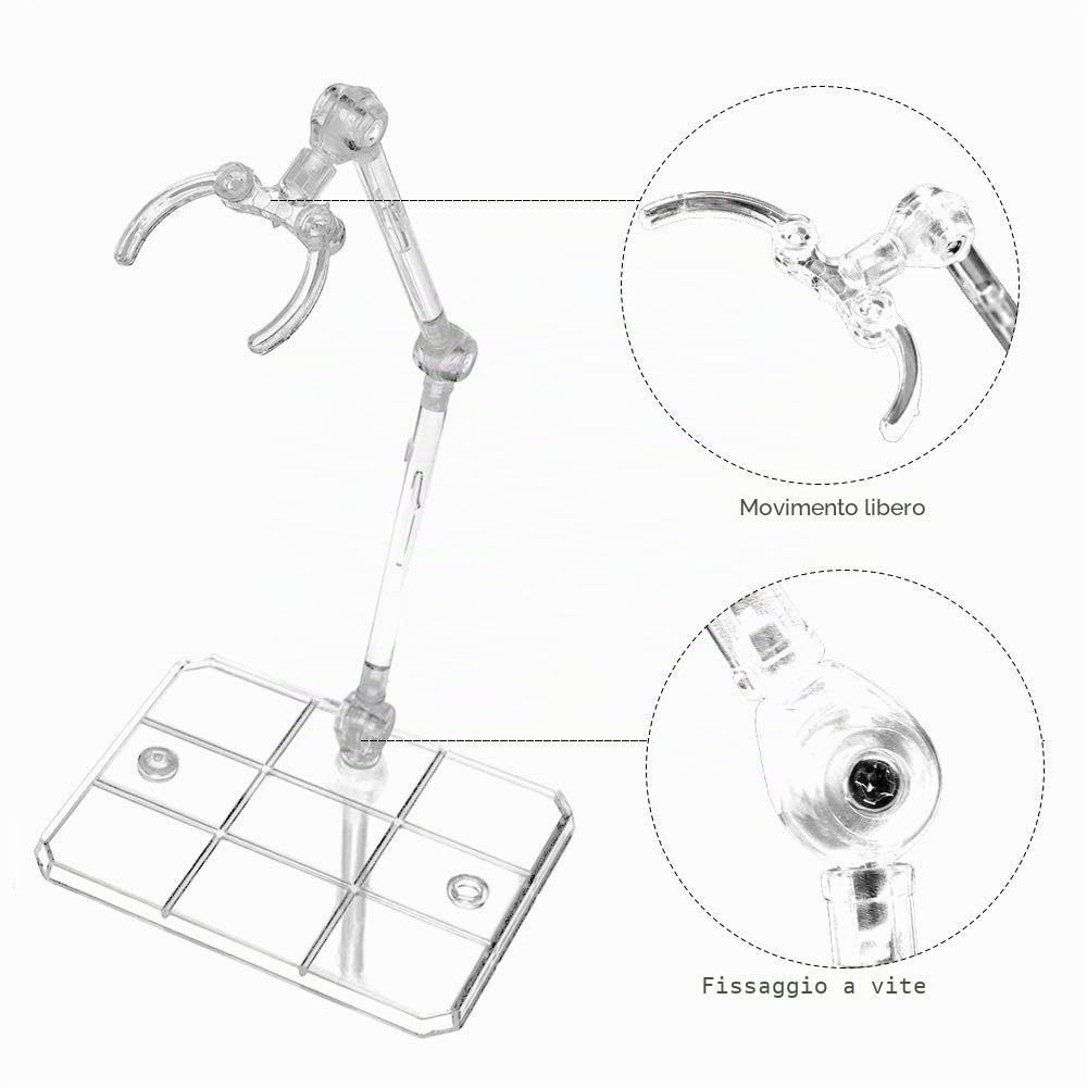Supporto Figura, Figura di Supporto, 10PCS Supporto per Action Figure Con 1 PCS Cacciavite, Trasparente