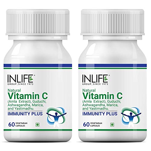 INLIFE Natural Vitamin C (Amla) Guduchi (Giloy) Ashwagandha Marica Yastimadhu (Licorice) Immunity Plus Immune Booster Supplement for adults Men Women Supplement, 500 mg – 60 Vegetarian Capsules (2 Pack) INLIFE Natural Vitamin C (Amla) Guduchi (Giloy) Ashwagandha Marica Yastimadhu (Licorice) Immunity Plus Immune Booster Supplement for adults Men Women Supplement, 500 mg – 60 Vegetarian Capsules (2 Pack)