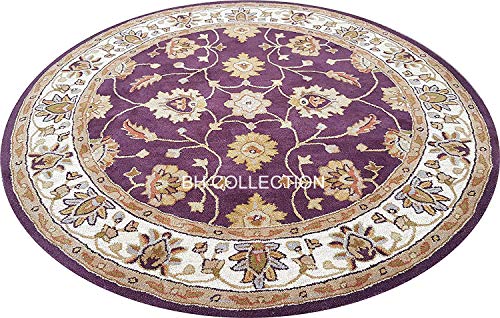 Image of Royal Look Handmade Carpet with Super Soft & Pure Woolen Carpet for Your BEDROOMS & Living Room with 1 INCH Pile Height 6 X 6 FEET (180x180 cm) Round Multi