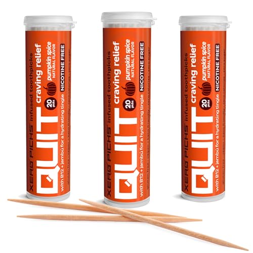 Image of Xero Picks Infused Flavored Toothpicks to Help Quit Smoking - Nicotine Free (Pumpkin Spice, 3 Pack) Non-GMO Kosher Vegan