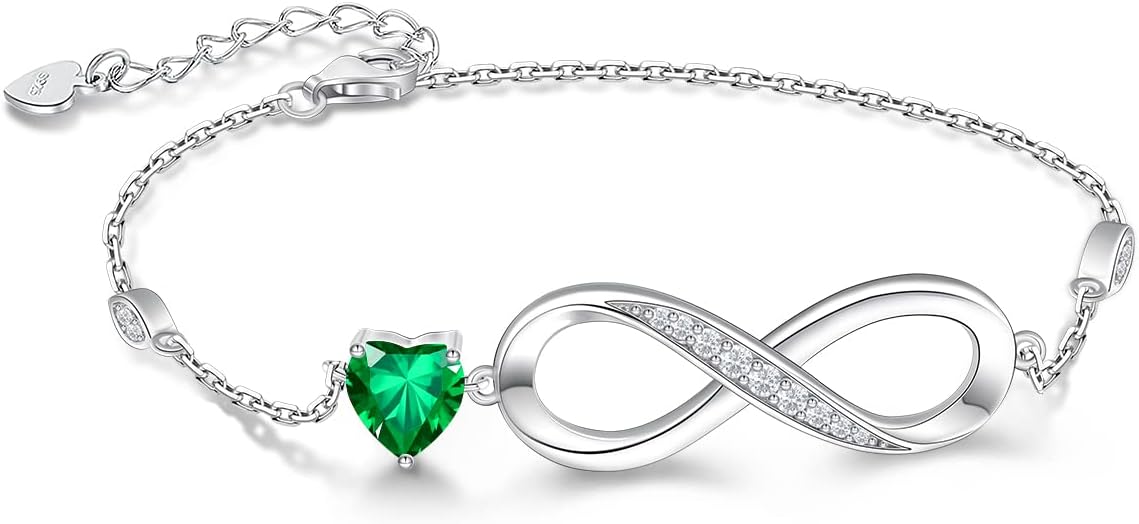 RIVIKO Infinity Love Heart Symbol Charm Bracelet for Women 925 Sterling Silver Adjustable Birthday Valentine’s Day Christmas Mothers Day Jewelry Gift for Mom Women Wife Her Friends