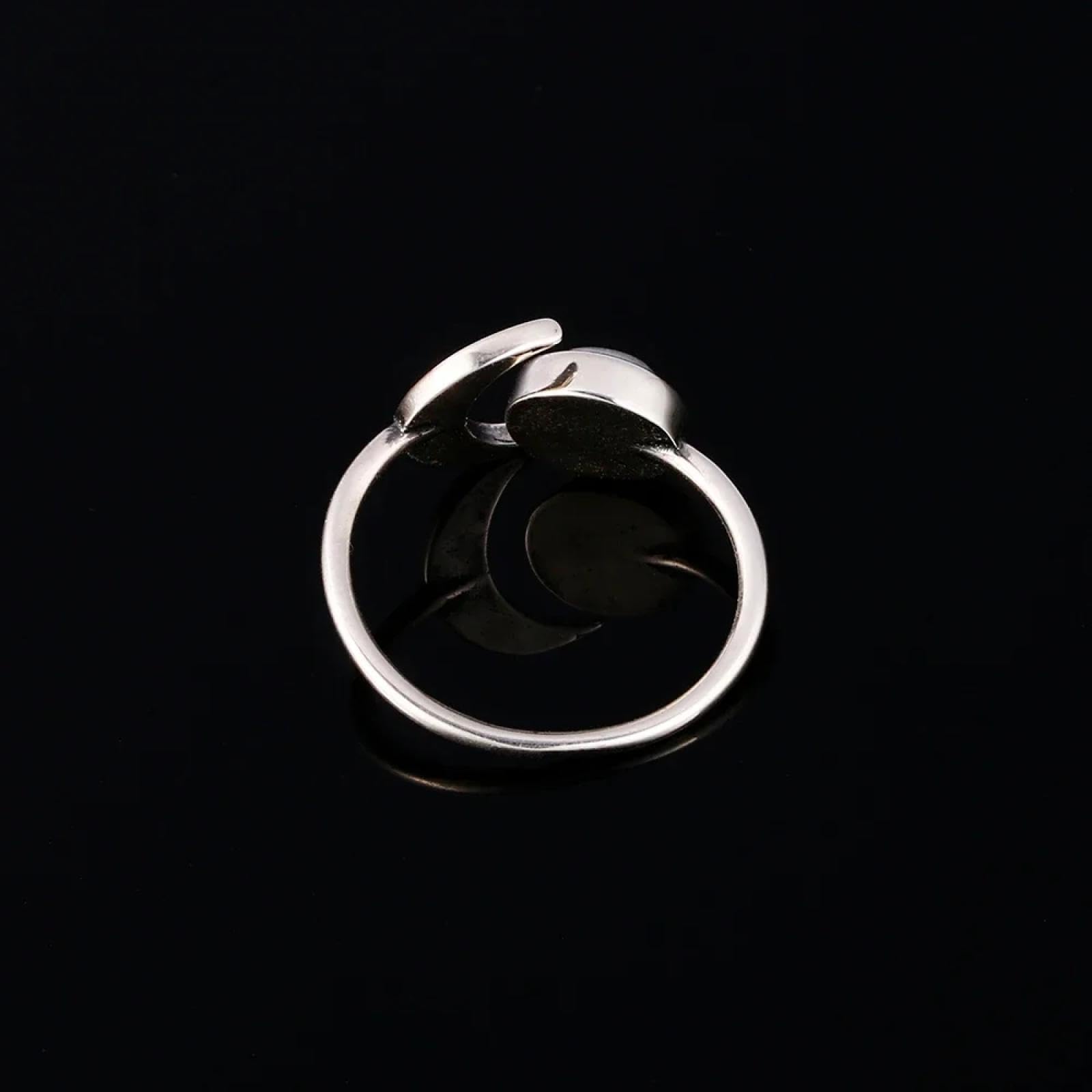 Anello Anelli Gioielli Donna Uomo Anelli Regolabili in Pietra di Luna Naturale per Donna, Colore Argento, A Forma di Luna, Gioielli Raffinati per Feste E Anniversari