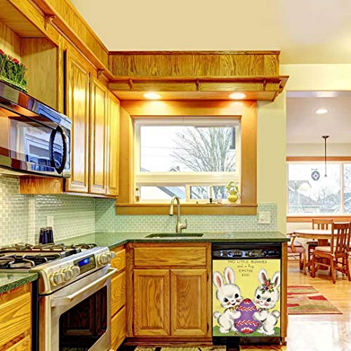 Easter Bunny Egg Dishwasher Cover Decal Decoration, Rabbit Decor Kitchen, Vintage Rural Magnet Sticker Decorative Dishwasher, Washing Machine, Refrigerator Door,Magnetic 23In W X 26In H #TOP1