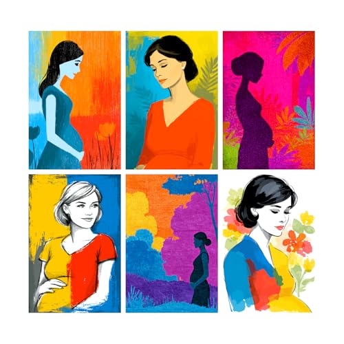 Image of SiddArtify Modern Woman Wall Art Poster Print Set - Colorful Abstract Female Portrait Decor for Living Room Bedroom Office - 12x18 inch Sticker Pack of 6