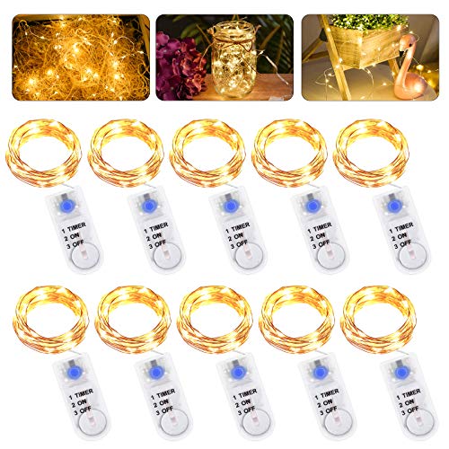 LED Lichterkette Batterie mit Timer, 10 Stück 2M 20LED Micro...