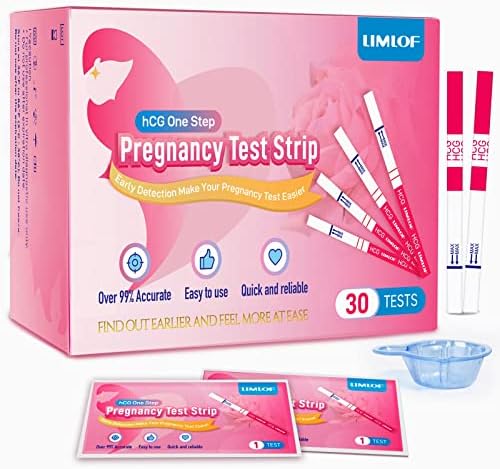 LIMLOF Pregnancy Test Strips, 30 Individually Wrapped Pregnancy Test Strips with 30 Free Urine Cups, Early Home Detection Pregnancy Test Kit, Clear HCG Test Results, Over 99% Accurate