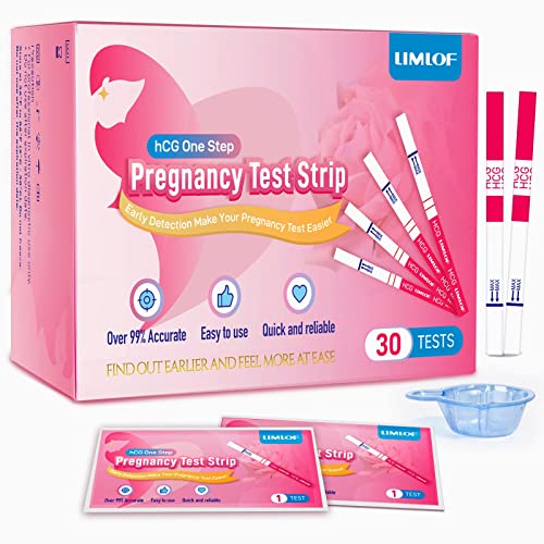 LIMLOF Pregnancy Test Strips, 30 Individually Wrapped Pregnancy Test Strips with 30 Free Urine Cups, Early Home Detection Pregnancy Test Kit, Clear HCG Test Results, Over 99% Accurate