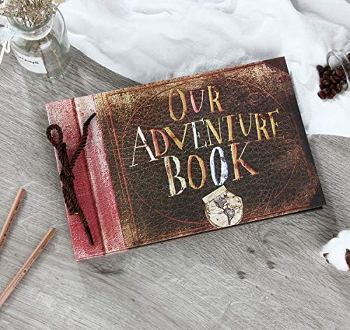 ThxMadam Scrapbook Photo Album Our Adventure Memory Book Wedding Guest Book Scrap Book with 80 Pages Present for Christmas Valentines Mothers Anniversary Day Birthday Gift for Wife Girl-friend