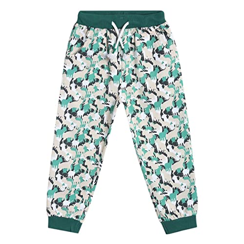 Image of miniklub Infant Boys Green & Beige Printed Pure Cotton Joggers