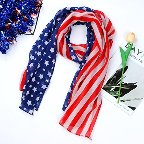 2 Pieces Usa American Flag Patriotic Scarf American Flag Scarf For Women Fashion Scarf For Patriotic Day Theme Festival Daily Life #TOP3