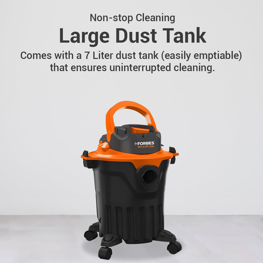 Forbes Wet & Dry Zeal Vacuum Cleaner – 7L Capacity, Compact Size, Blower Function, Sofa & House Cleaning Machine, Powerful Suction for Car & Multi-Surface Use 4