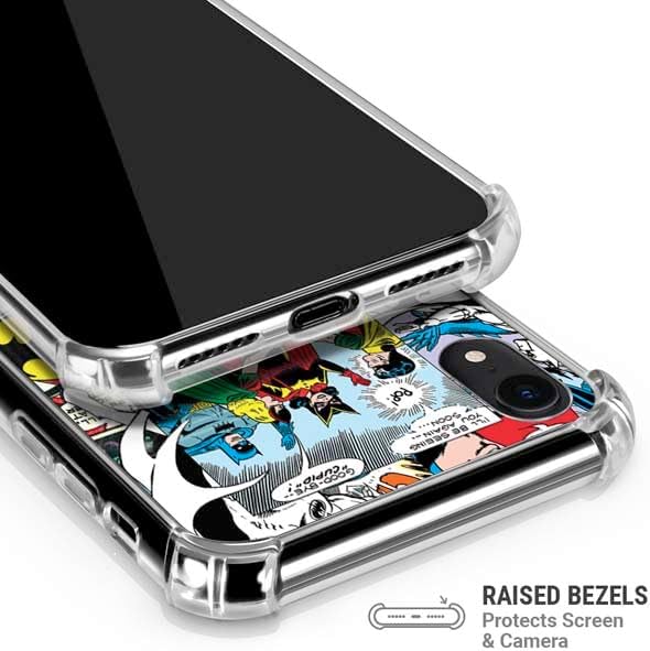 Skinit Clear Phone Case Compatible with iPhone XR - Officially Licensed DC Comics Batman Vintage Pose Collage Art Design