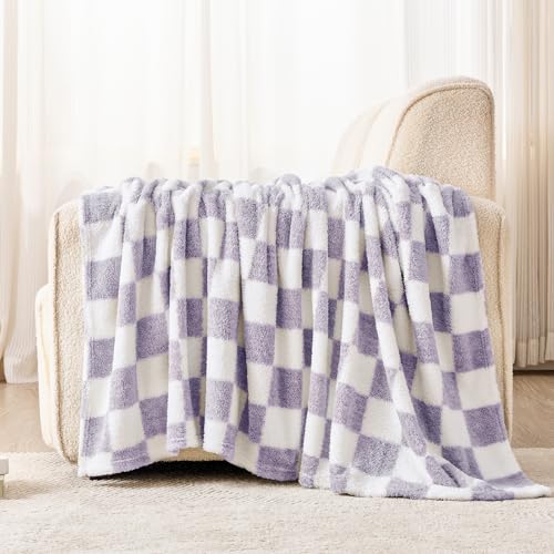 EMME Kuscheldecke 200x230 Fleece Weich Warm Flauschig Lila Tagesdecke – Ansicht 8