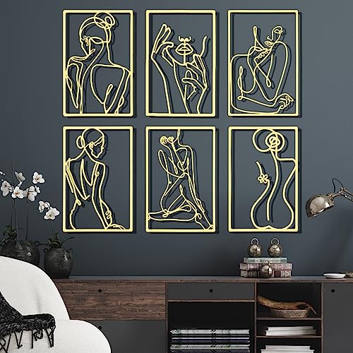 Cindeer 6 Pcs Metal Wall Decor Metal Abstract Woman Wall