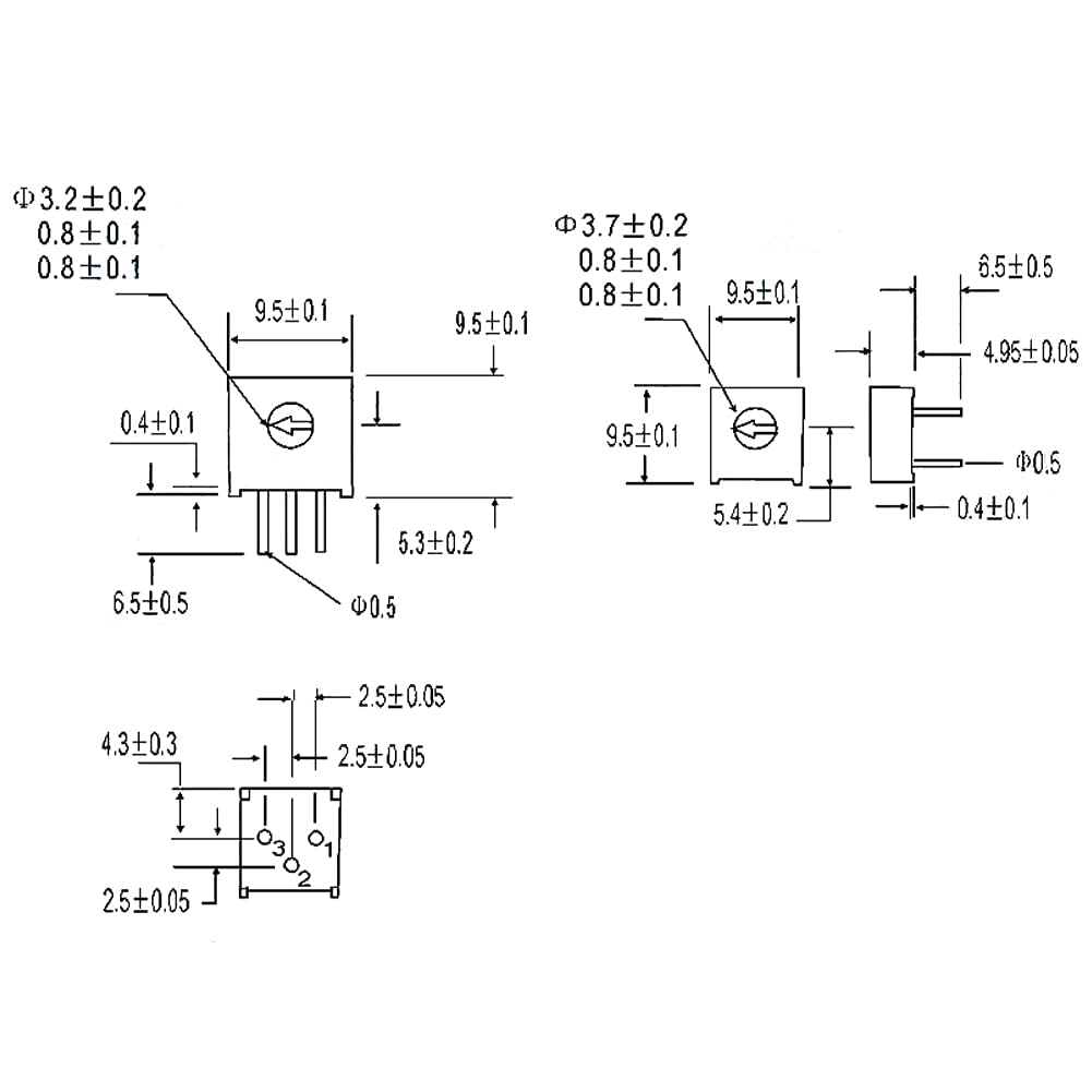20 Pezzi Potenziometro Regolabile 3386p-1-103 10K Ohm Con Manopola - Trimmer XZ0178