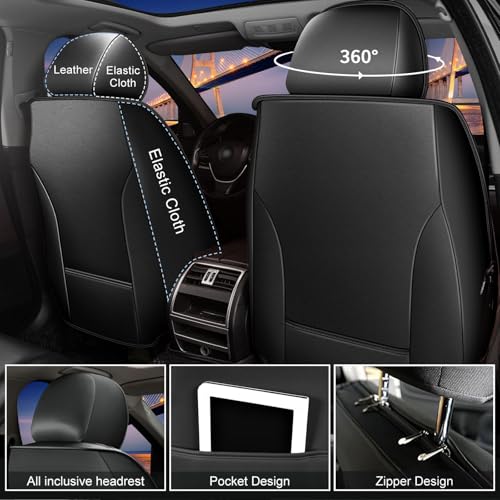 RAWAKORW 2 Front Seat Cover Fit for Jeep Gladiator 2020-2025 | Waterproof Faux Leather Car Seat Covers Protector - Easy to Install Automotive Interior Accessories (2 Seats Black&Gray)