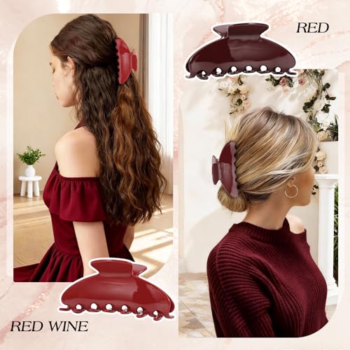 Pack 2 pinzas de cabello medianas acetato rojo miniatura 4