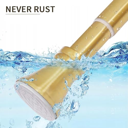 YNL-Tension-Curtain-Rod-Short-Tension-Rod-36-52-Inches-with-12-Shower-Curtain-Rings-Non-Slip-Never-Rust-No-Drill-Adjustable-Tension-Rod-for-Closet-Laundry-Doorways-Brushed-Gold-Size36-52