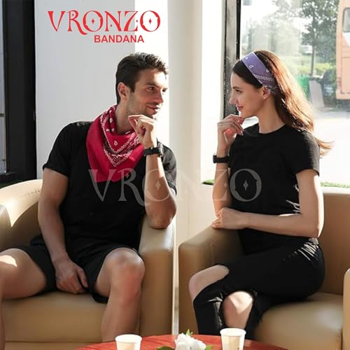Image of VRONZO Unisex Soft Breathable 100% Cotton Bandana for Men & Women | Head Band for Men Bike Riding, Scarf for Men, Head Scarf for Women, Multi-Purpose Paisley Printed Square 50x50 cm