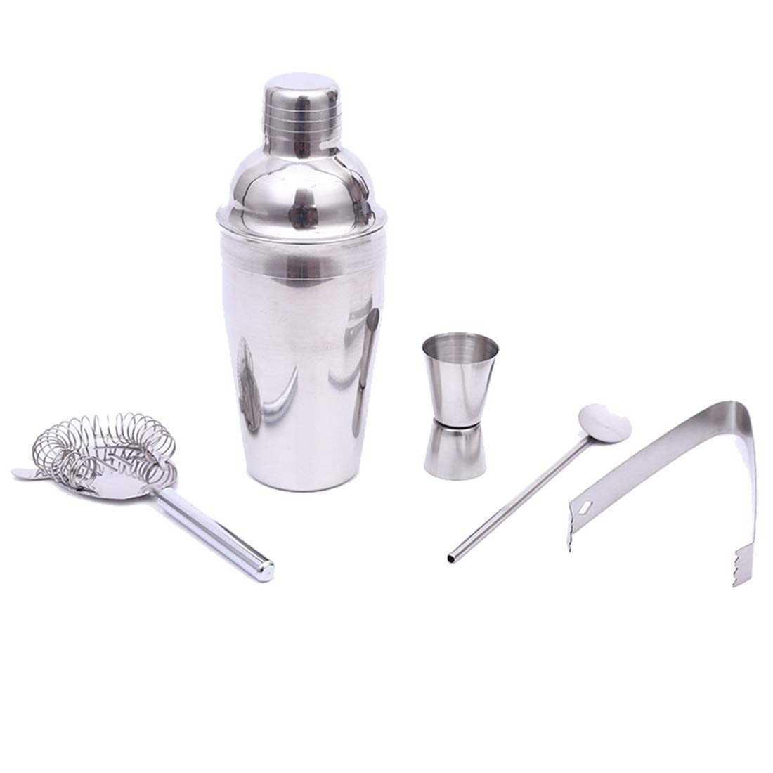 Gadgets de Cocina Kit de coctelera de Acero Inoxidable clásico 5 en 1, Capacidad: 550 ml (agitador Jigger colador Pipa de Hielo Pipa de agitador)