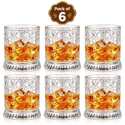 Image of Crystal Pattern LED Spinning Whiskey Glass (Pack of 6)