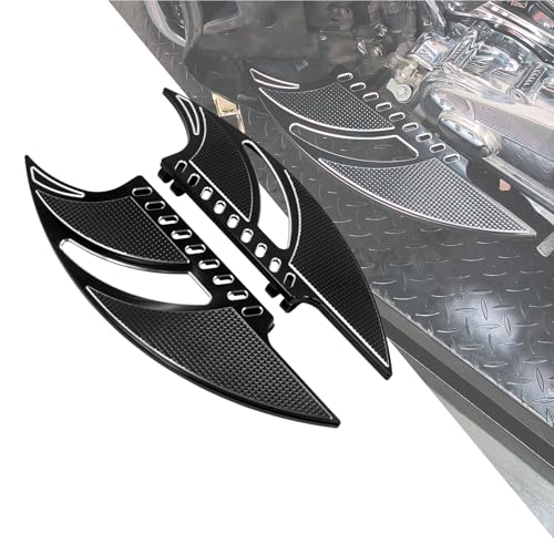 HDBUBALUS Motorcycle Floorboards CNC Tomahawk Front Rear Footboards Footpegs Fit for Harley Touring Electra Glide Street Glide Road Glide Softail Dyna Black