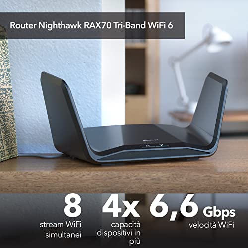 NETGEAR Nighthawk Router WiFi 6 (RAX70), Dual-Band Velocità Wireless AX6000 (fino a 6.6 Gbps), Copertura fino a 175 m2 - Router - Immagine 1