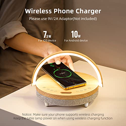 Vivilumens Bedside Table Led Night Light With Wireless Charger And Bluetooth Speaker, Desk Lamp As Sleep Aid White Noise Machine And Phone Holder, Great Birthday Gifts For Girlfriend, Women, Mom, Men #TOP3